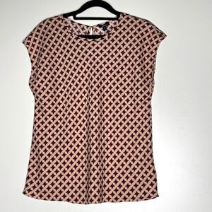 NEW Express Satin Printed Crew Neck Gramercy Tee Women's Size Small